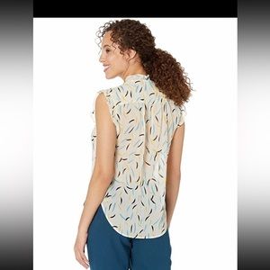 DKNY- NWT Semi Sheer Blouse with Ruffle Detailing